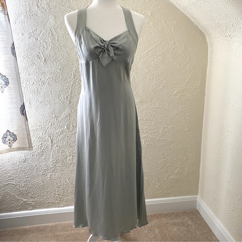 Free People Maxi Dress In Light Moss Green Side Slit Size 4 NWOT